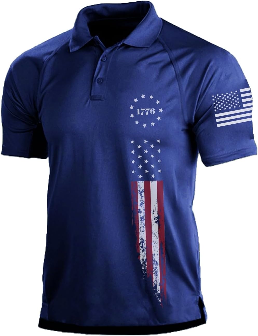 Men's Short Sleeve Polo, Graphic Print, Polyester Blend - Image 28