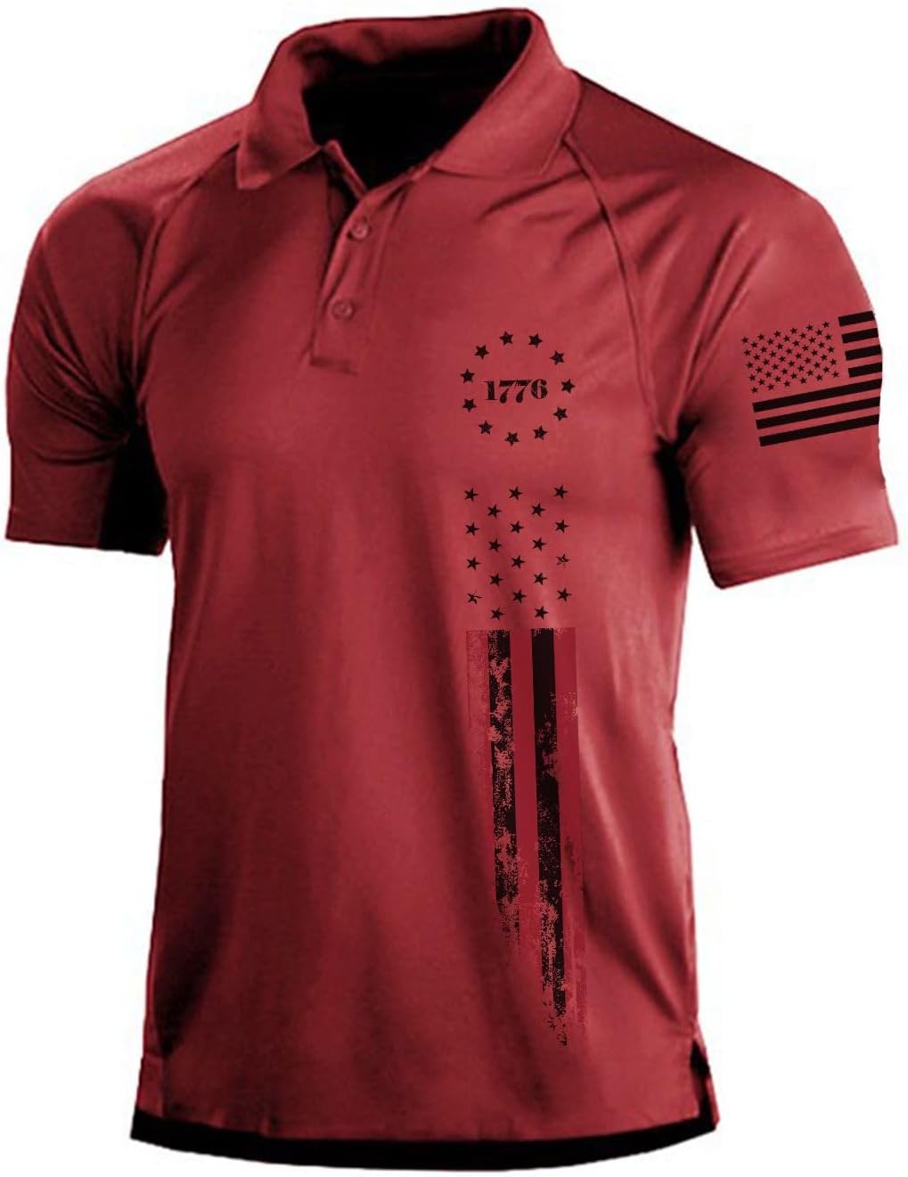 Men's Short Sleeve Polo, Graphic Print, Polyester Blend - Image 54