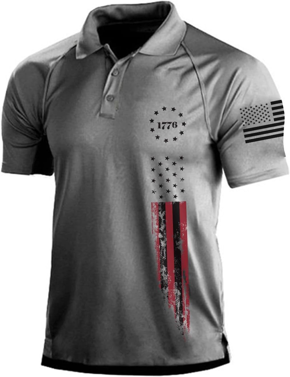 Men's Short Sleeve Polo, Graphic Print, Polyester Blend - Image 22