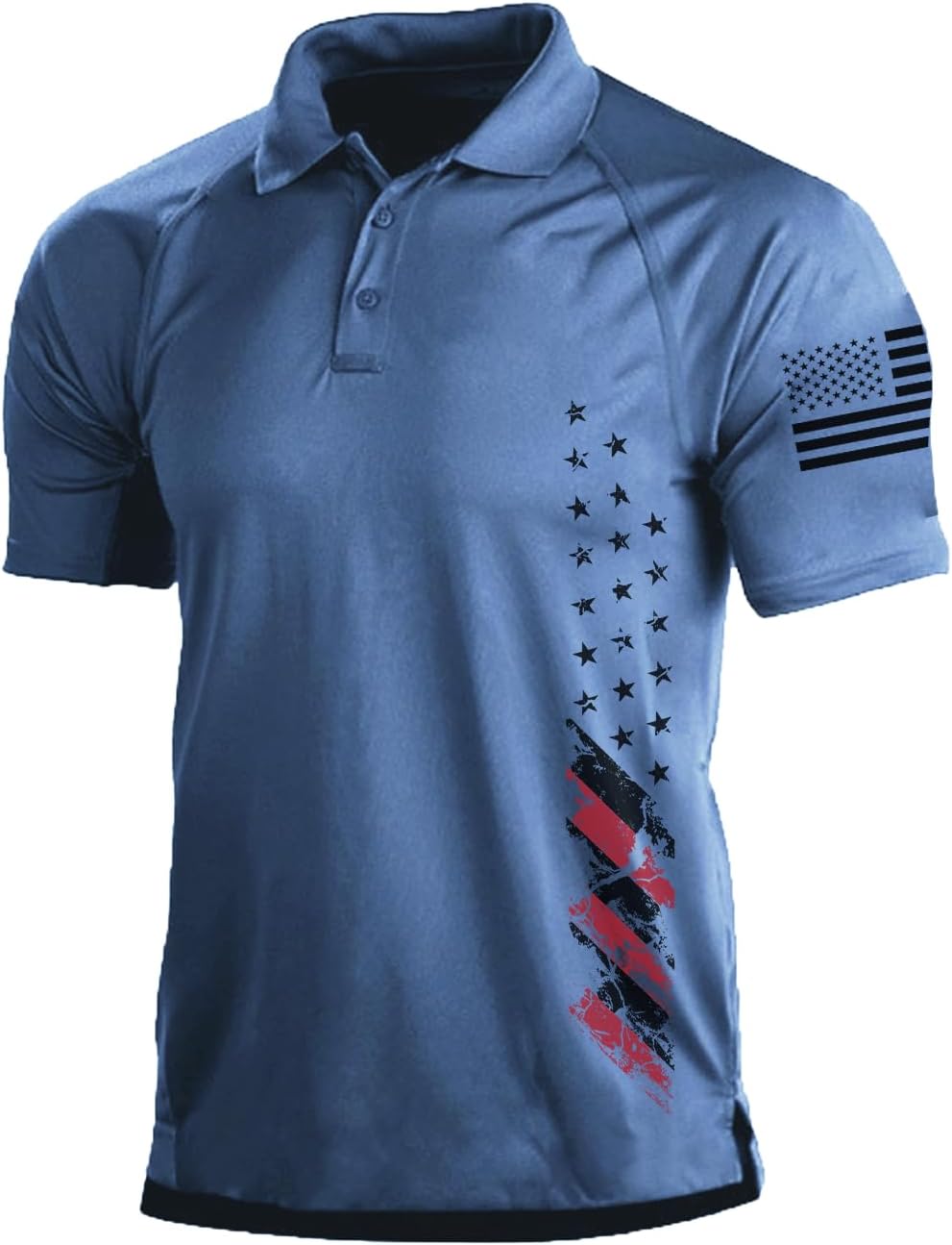 Men's Short Sleeve Polo, Graphic Print, Polyester Blend - Image 45