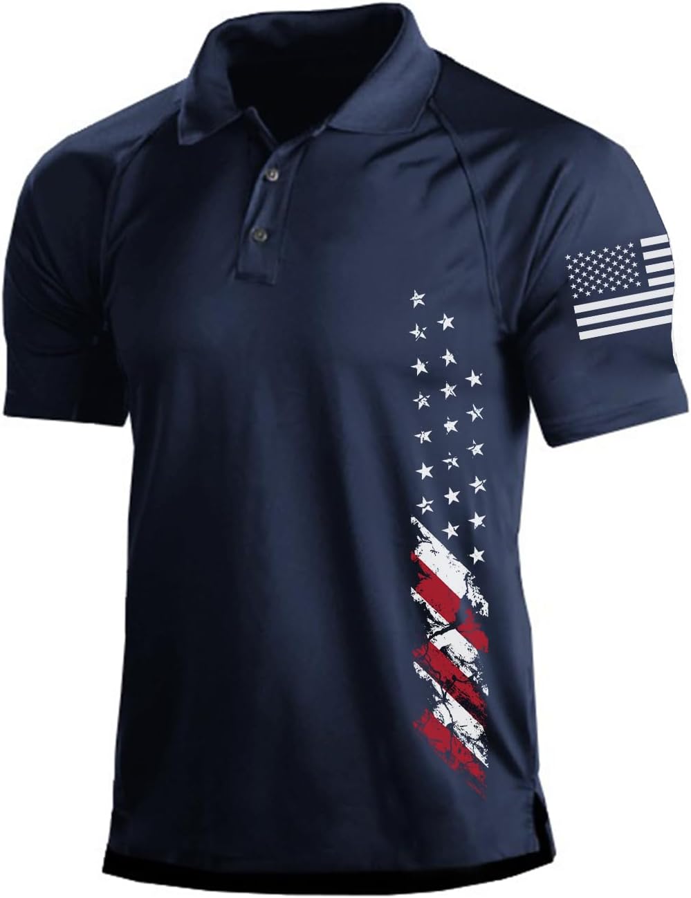 Men's Short Sleeve Polo, Graphic Print, Polyester Blend