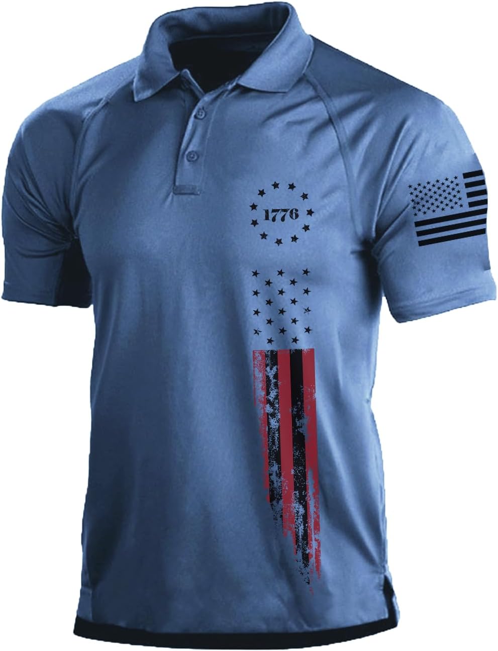 Men's Short Sleeve Polo, Graphic Print, Polyester Blend - Image 39