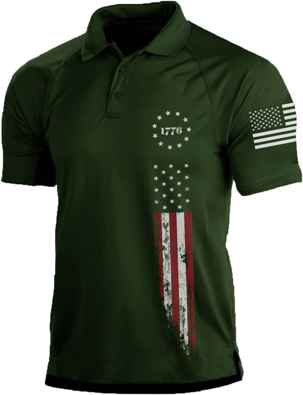 Men's Short Sleeve Polo, Graphic Print, Polyester Blend - Image 36