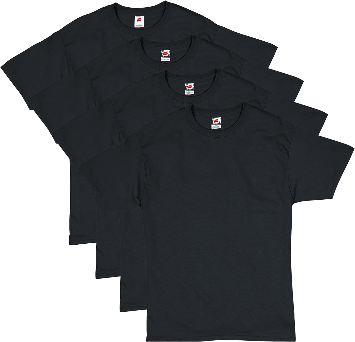 Men's Black Cotton Crewneck T-Shirts, Short Sleeve, Multi-Pack