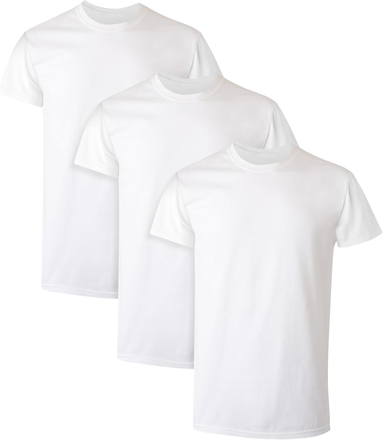Men's White Short Sleeve Crew Neck Undershirts, Cotton, 6-Pack - Image 8