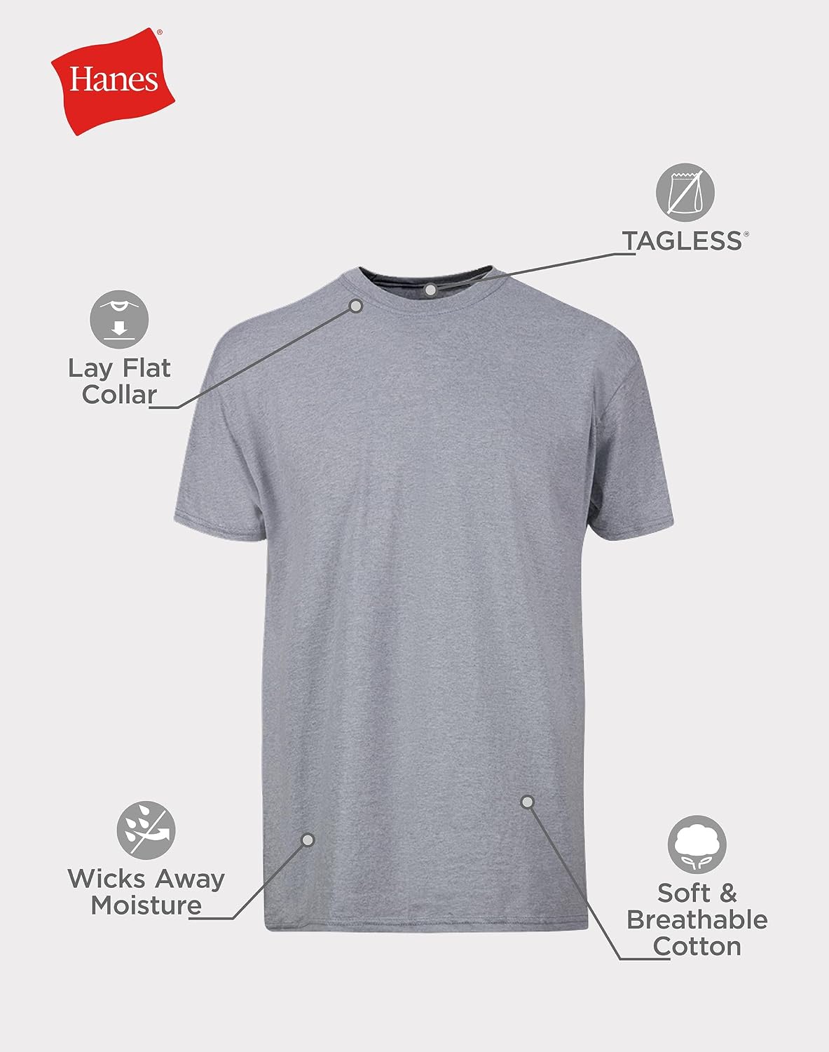Men's Cotton Blend Crew Neck T-Shirts, Assorted 6-Pack - Image 7