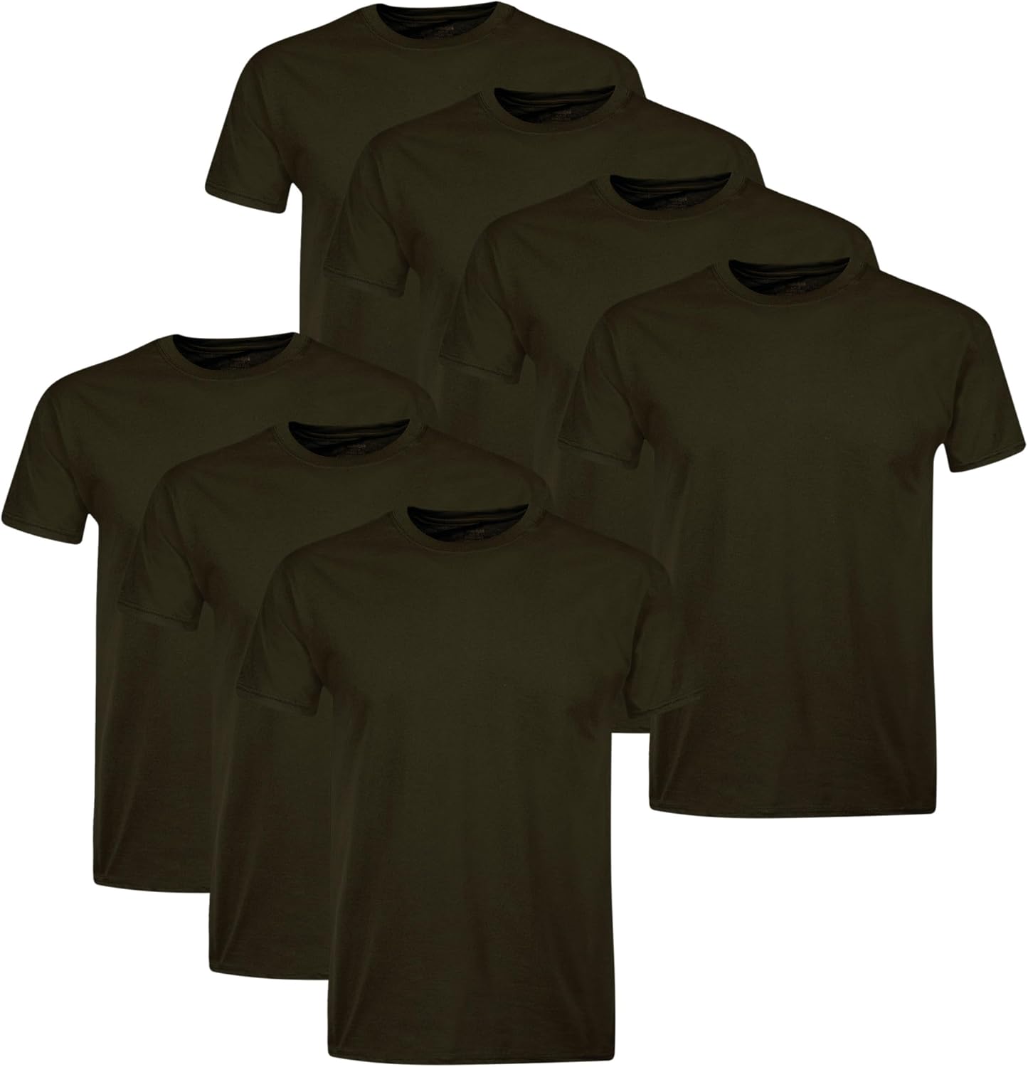 Men's White Short Sleeve Crew Neck Undershirts, Cotton, 6-Pack - Image 9