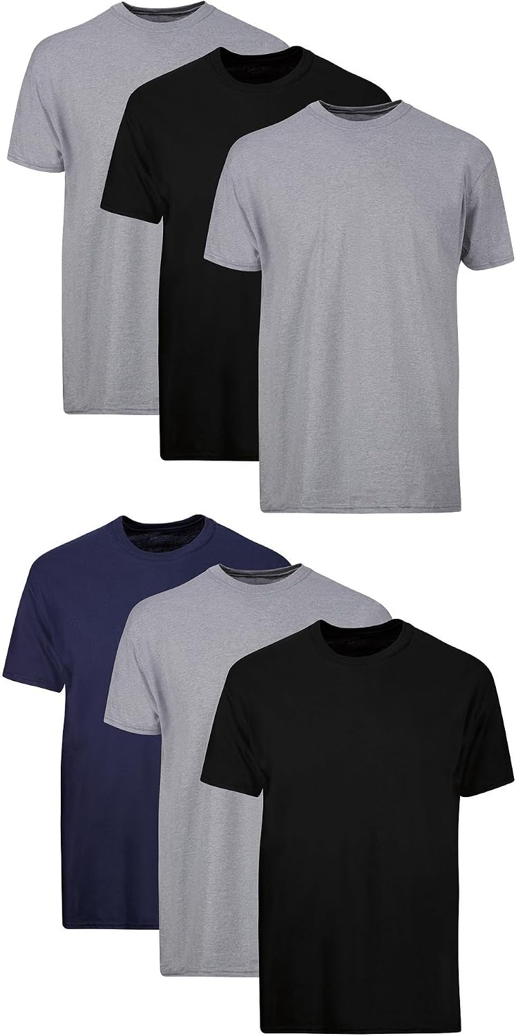 Men's Cotton Blend Crew Neck T-Shirts, Assorted 6-Pack