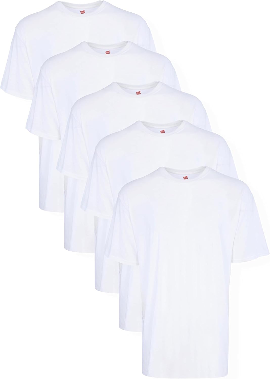 Men's White Cotton Crew Neck T-Shirts, 5-Pack