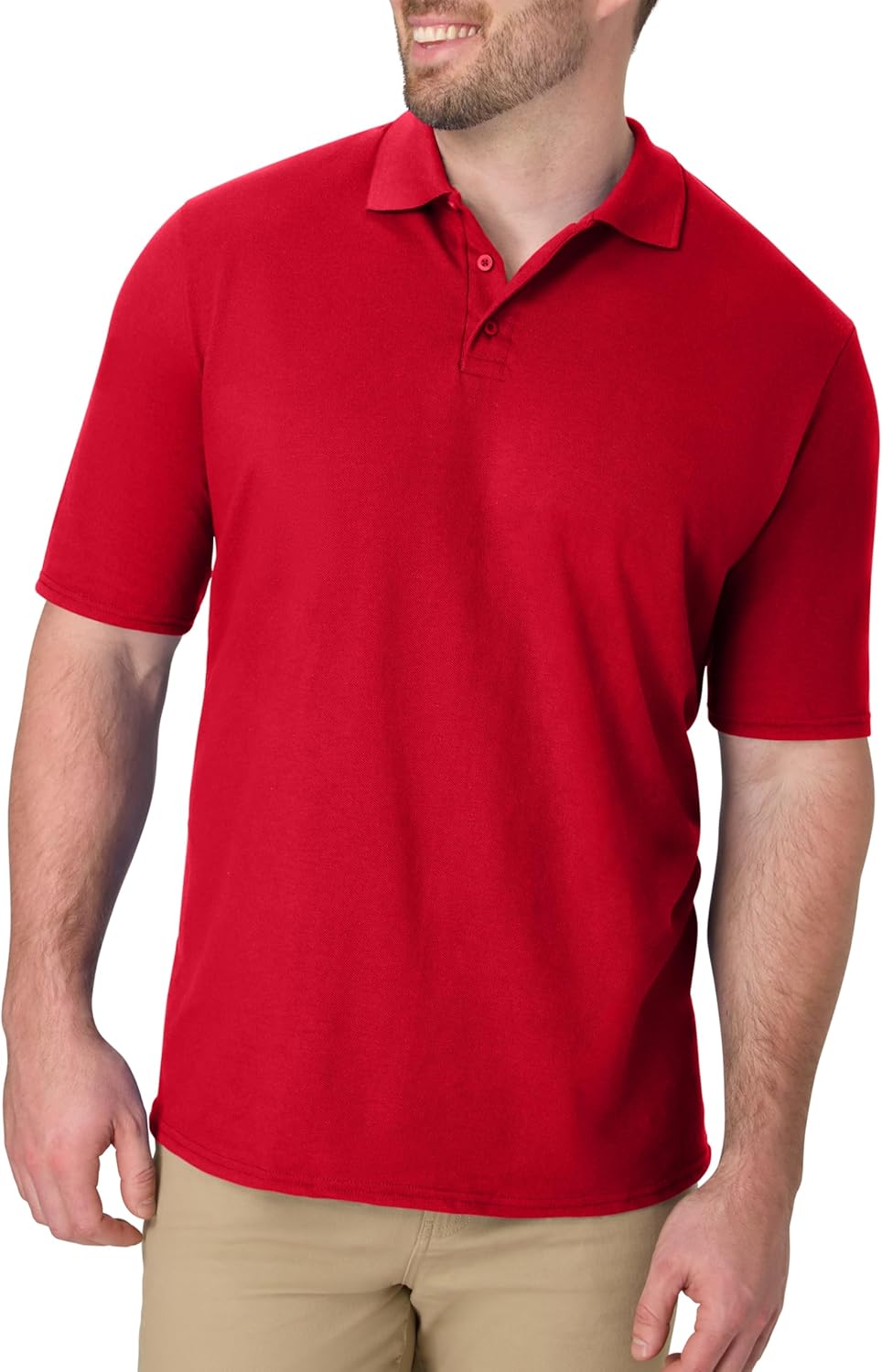 Men's Solid Polo Shirt, Short Sleeve, Cotton Blend - Image 13