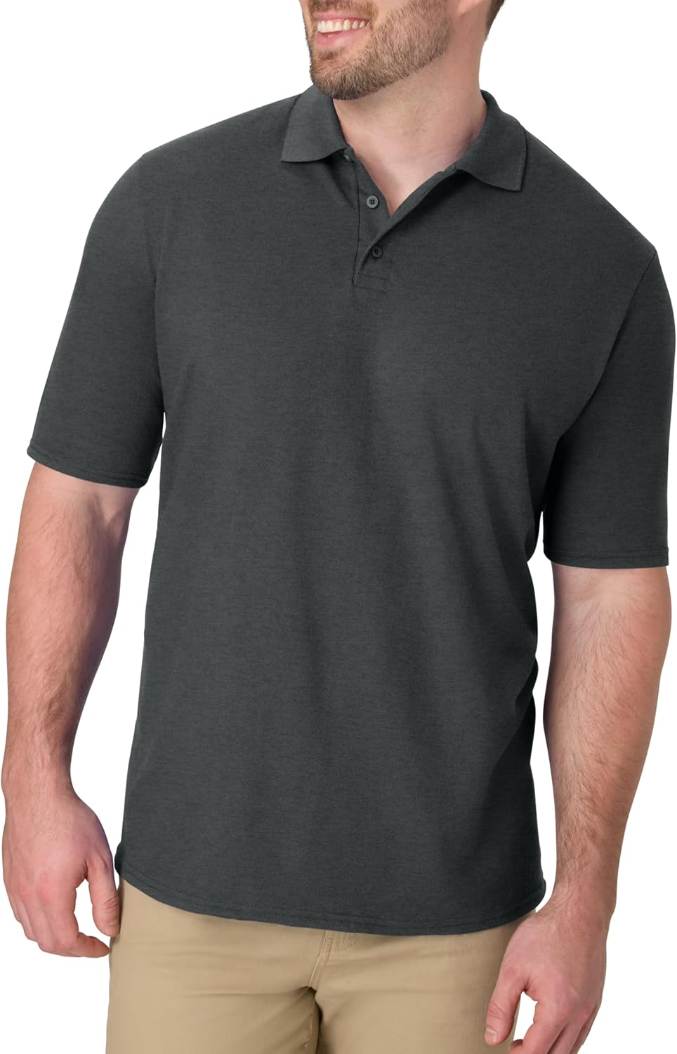 Men's Solid Polo Shirt, Short Sleeve, Cotton Blend - Image 11