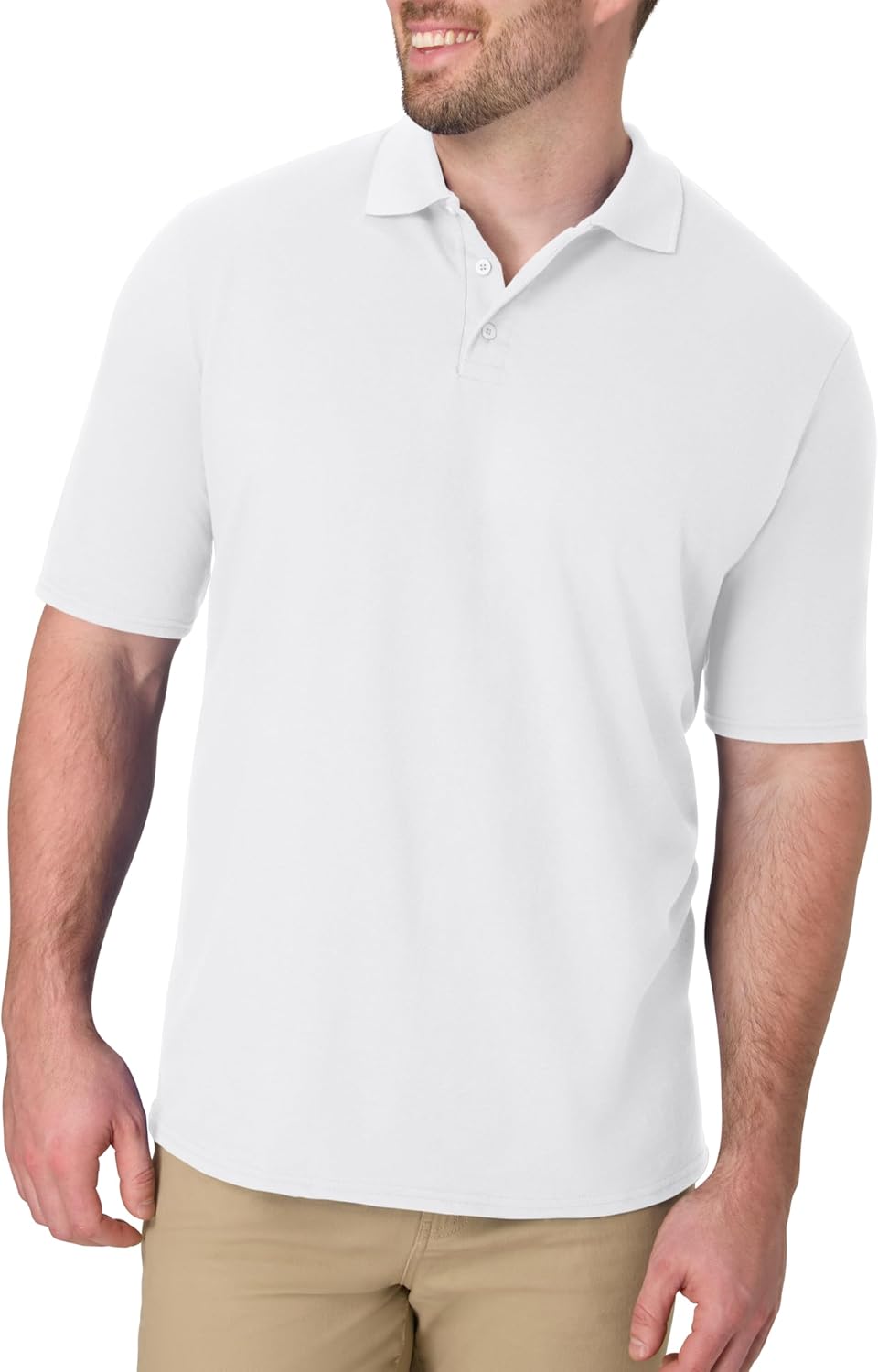 Men's Solid Polo Shirt, Short Sleeve, Cotton Blend - Image 12