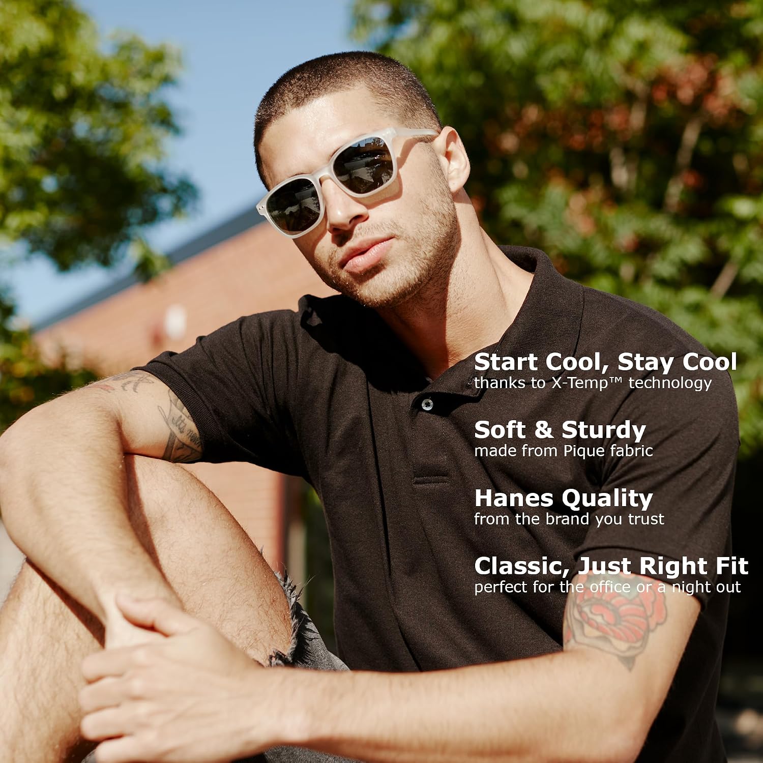 Men's Solid Polo Shirt, Short Sleeve, Cotton Blend - Image 8