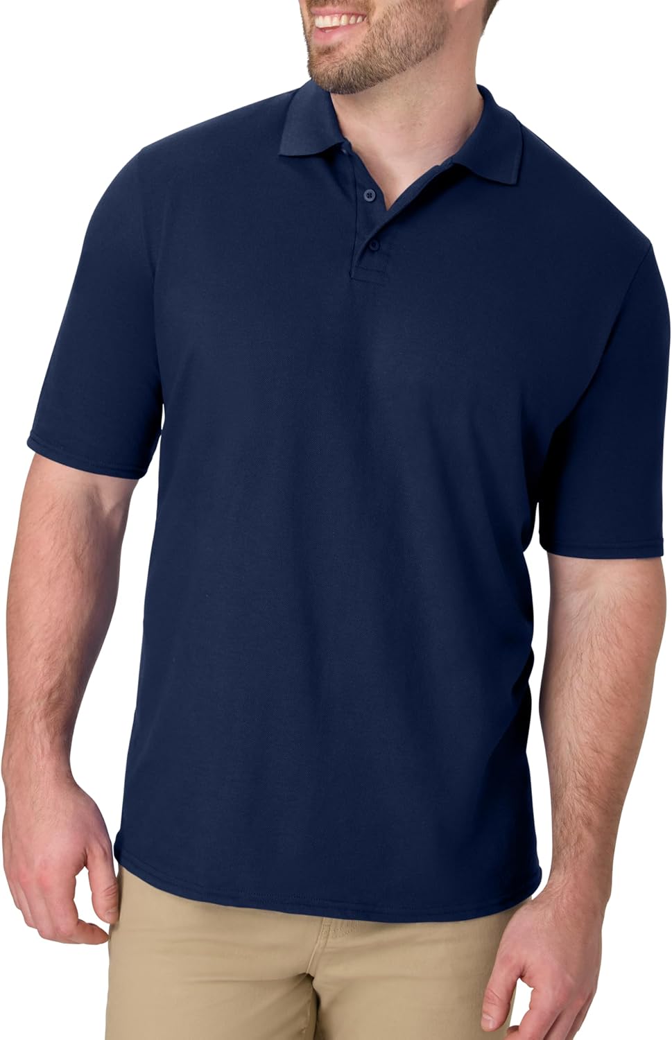 Men's Solid Polo Shirt, Short Sleeve, Cotton Blend - Image 14
