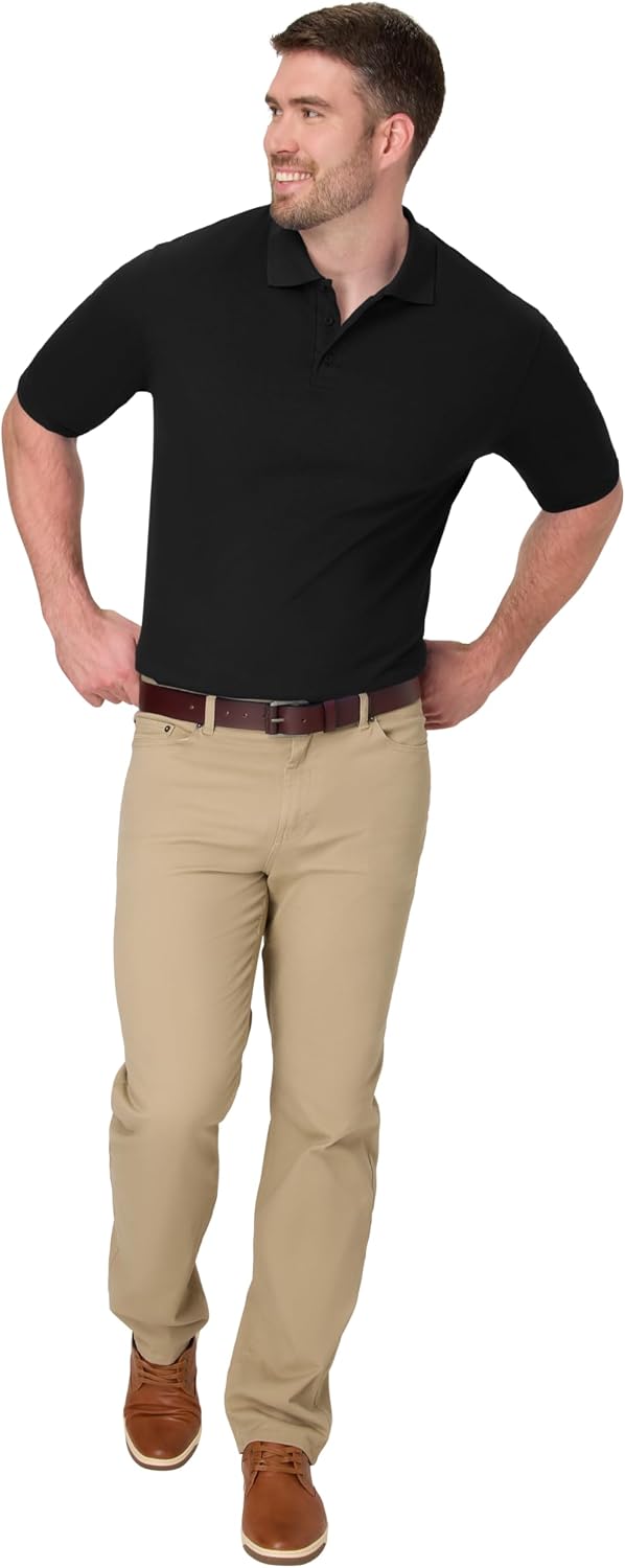 Men's Solid Polo Shirt, Short Sleeve, Cotton Blend - Image 7