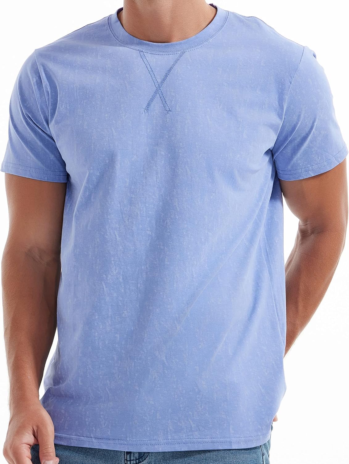 Men's Pink Short Sleeve Crew Neck T-Shirt, Cotton - Image 14
