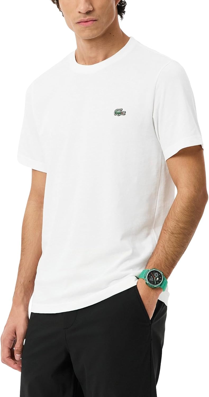 Men's White Short Sleeve T-Shirt, Cotton Blend Fabric