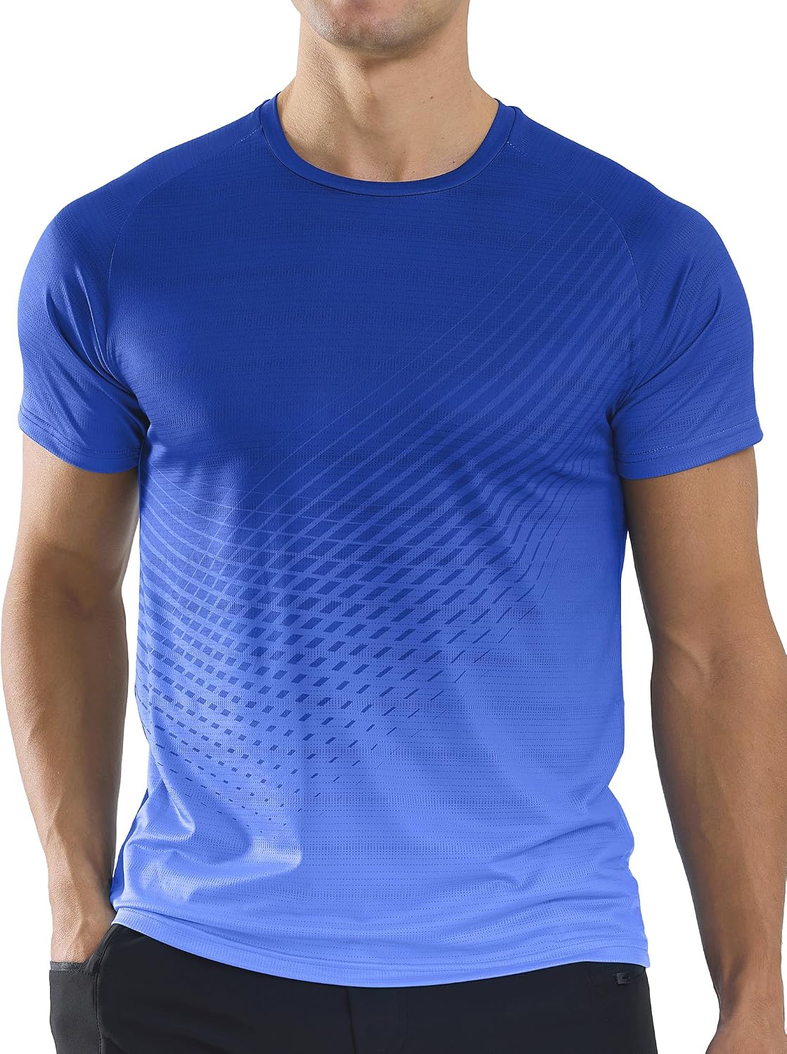 Men's Gradient Pattern T-Shirt, Short Sleeve Performance Top - Image 14