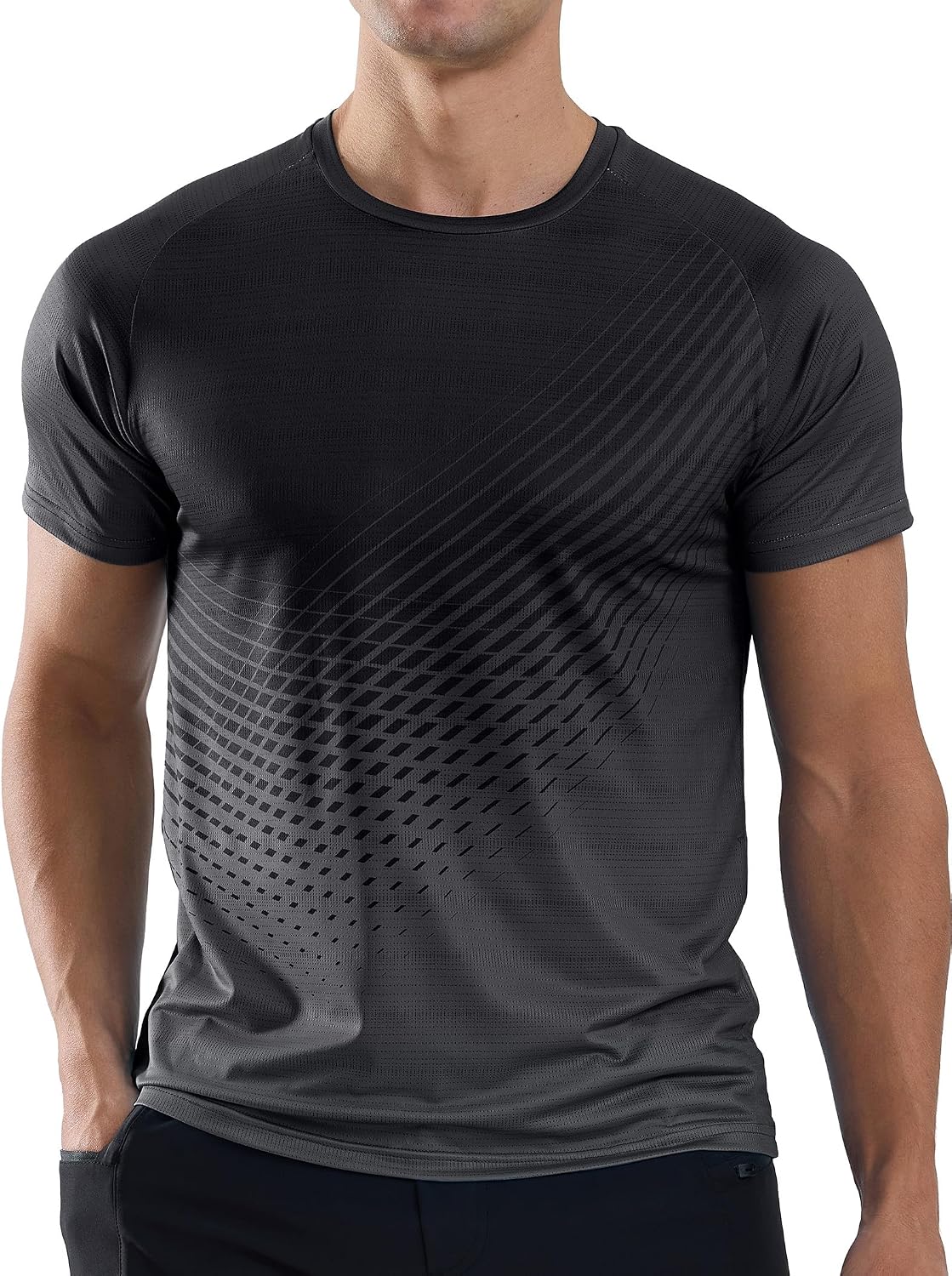 Men's Gradient Pattern T-Shirt, Short Sleeve Performance Top - Image 13