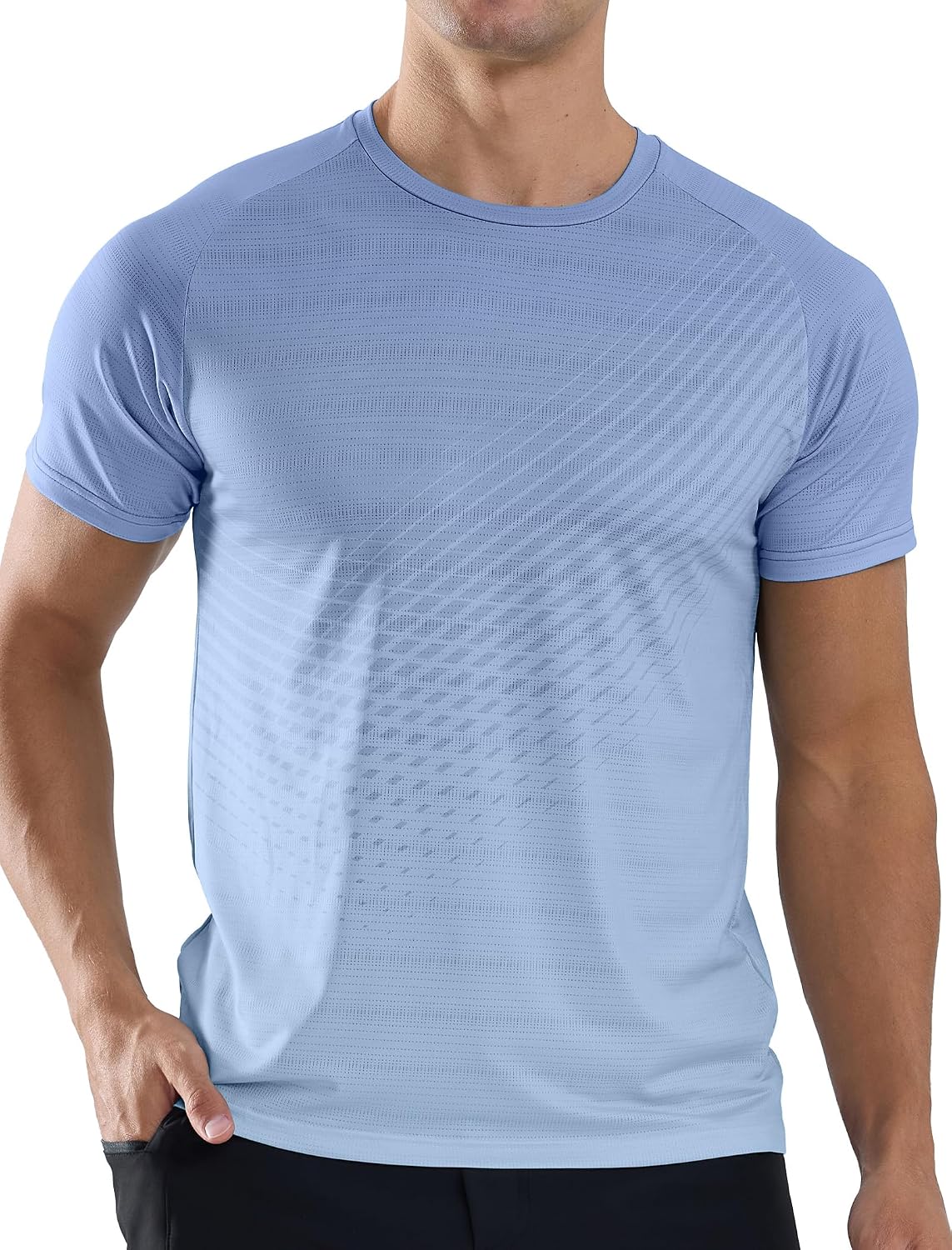 Men's Gradient Pattern T-Shirt, Short Sleeve Performance Top - Image 9