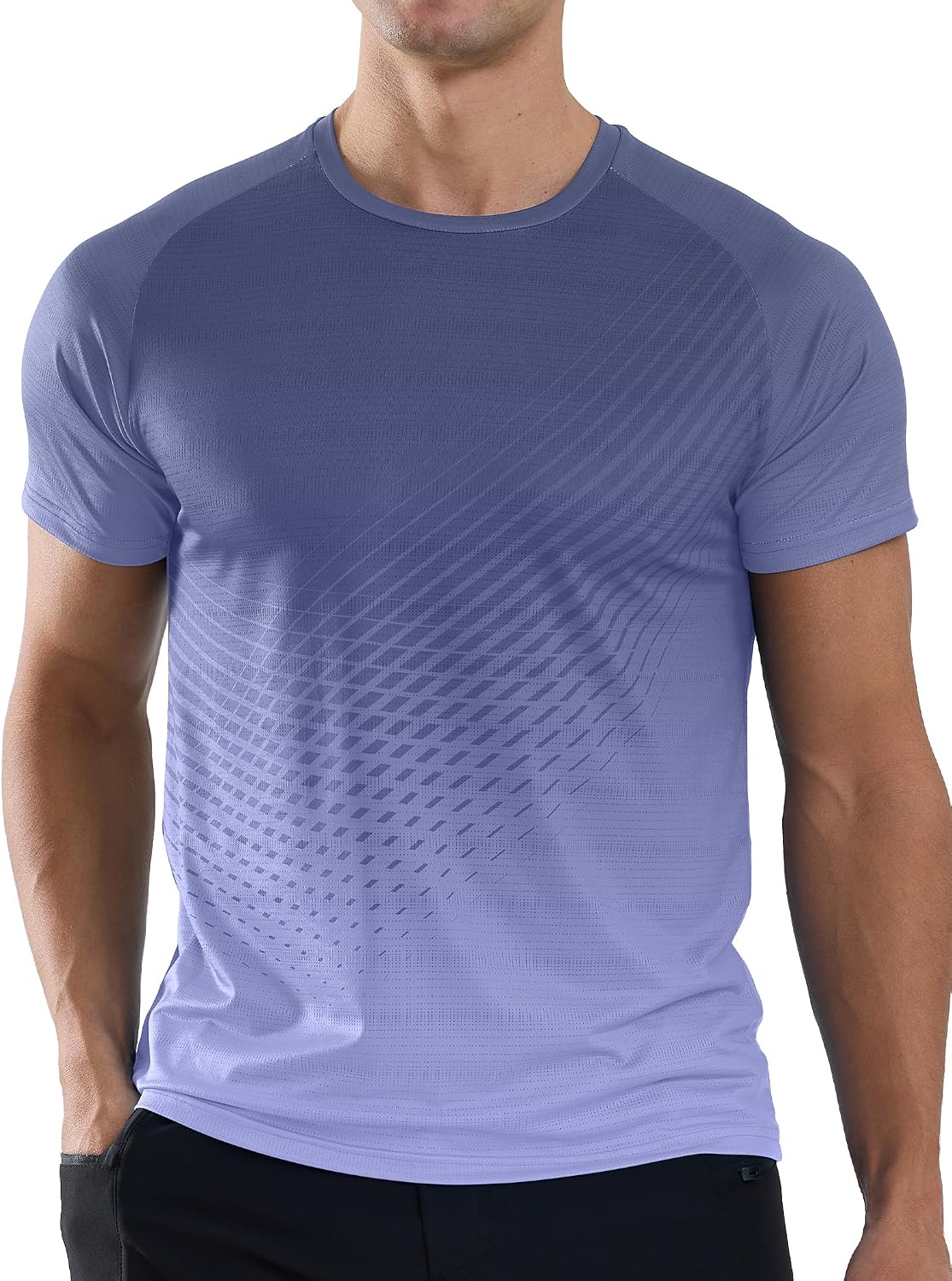 Men's Gradient Pattern T-Shirt, Short Sleeve Performance Top - Image 10