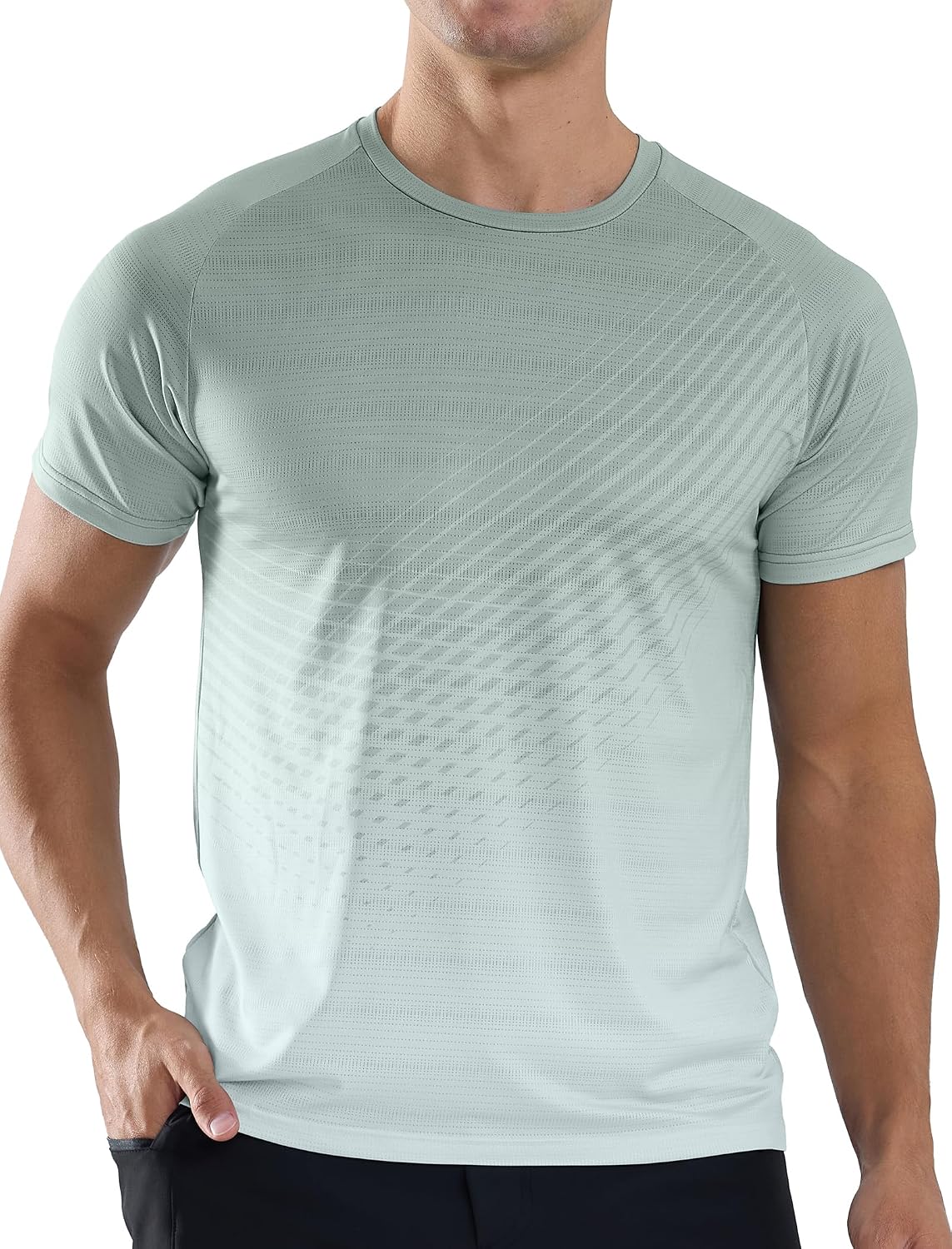 Men's Gradient Pattern T-Shirt, Short Sleeve Performance Top - Image 7