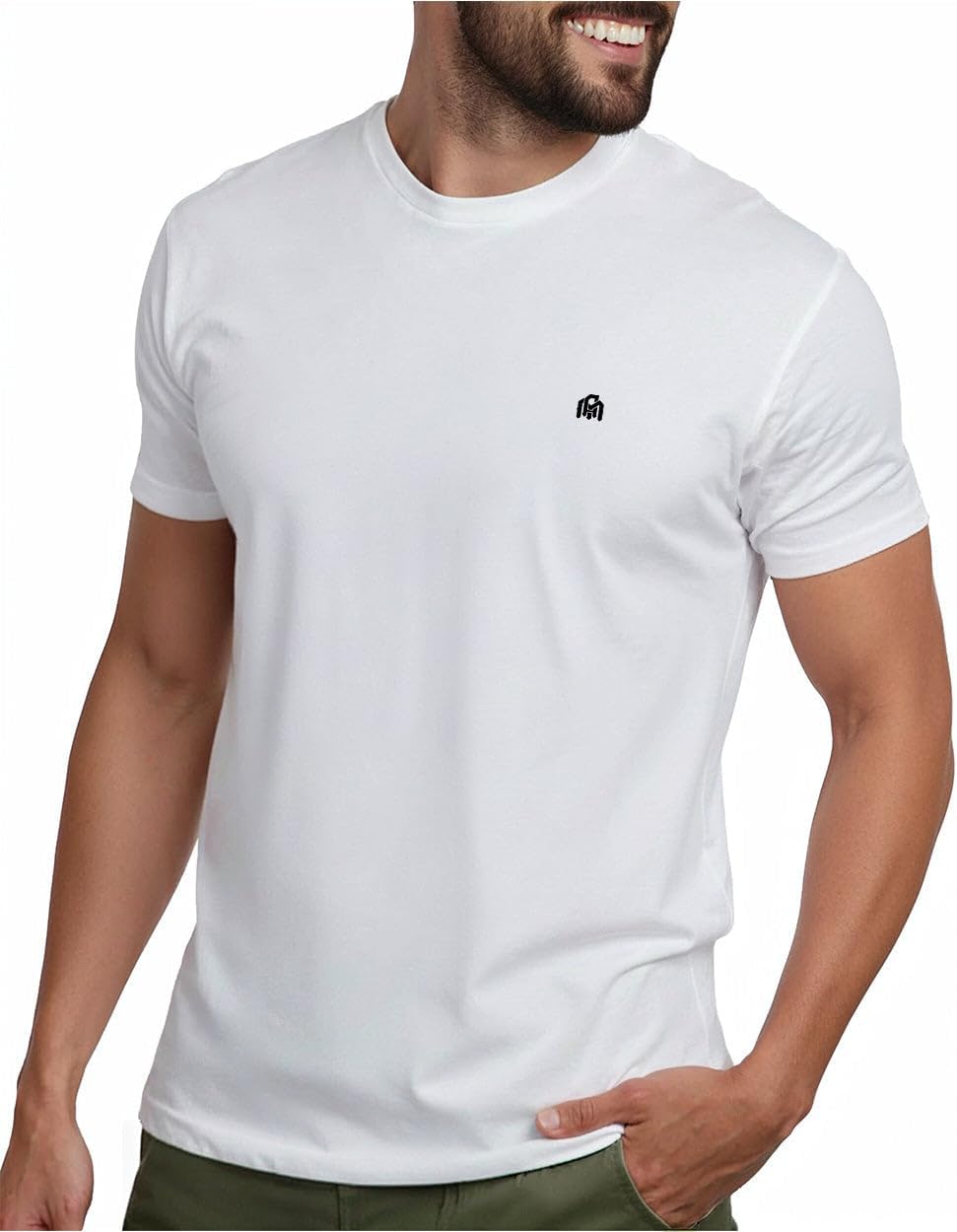 Men's Soft Cotton Blend Crew Neck T-Shirt, Black - Image 9
