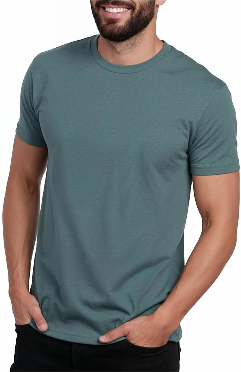 Men's Soft Cotton Blend Crew Neck T-Shirt, Black - Image 16