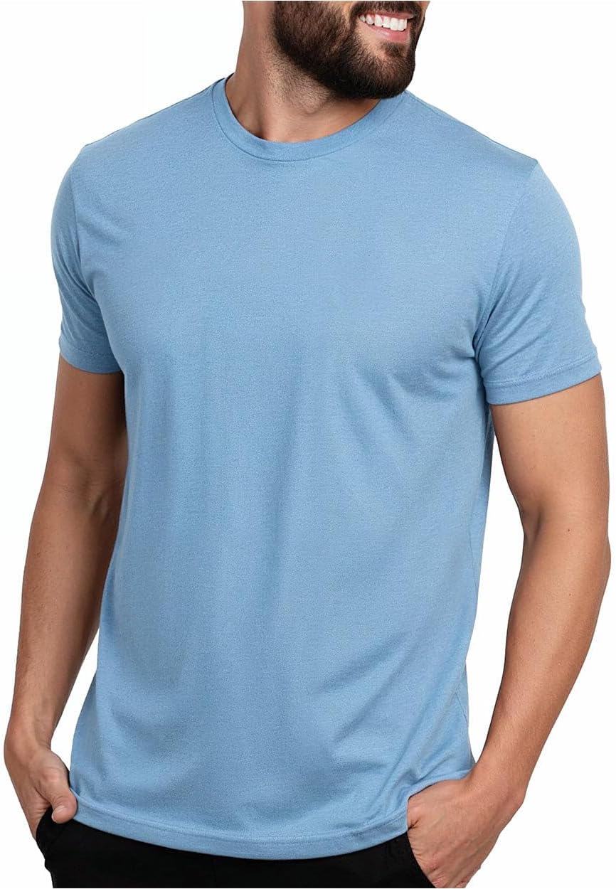 Men's Soft Cotton Blend Crew Neck T-Shirt, Black - Image 17