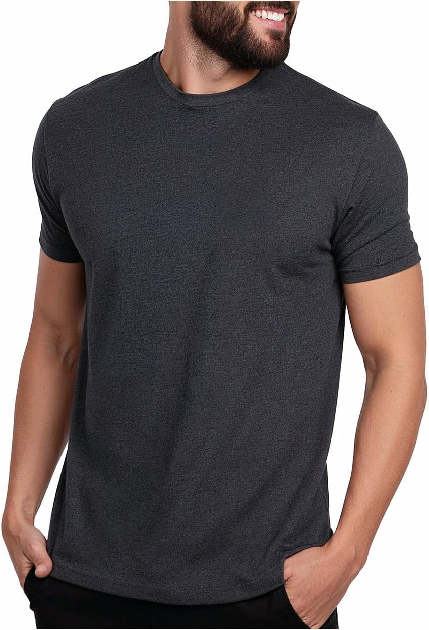 Men's Soft Cotton Blend Crew Neck T-Shirt, Black - Image 20