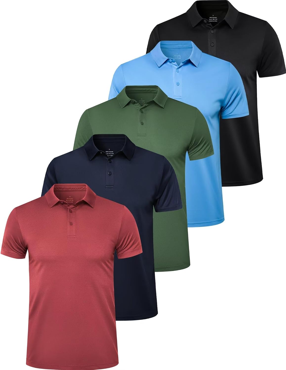Men's Performance Polo Shirts, Short Sleeve, 5-Pack