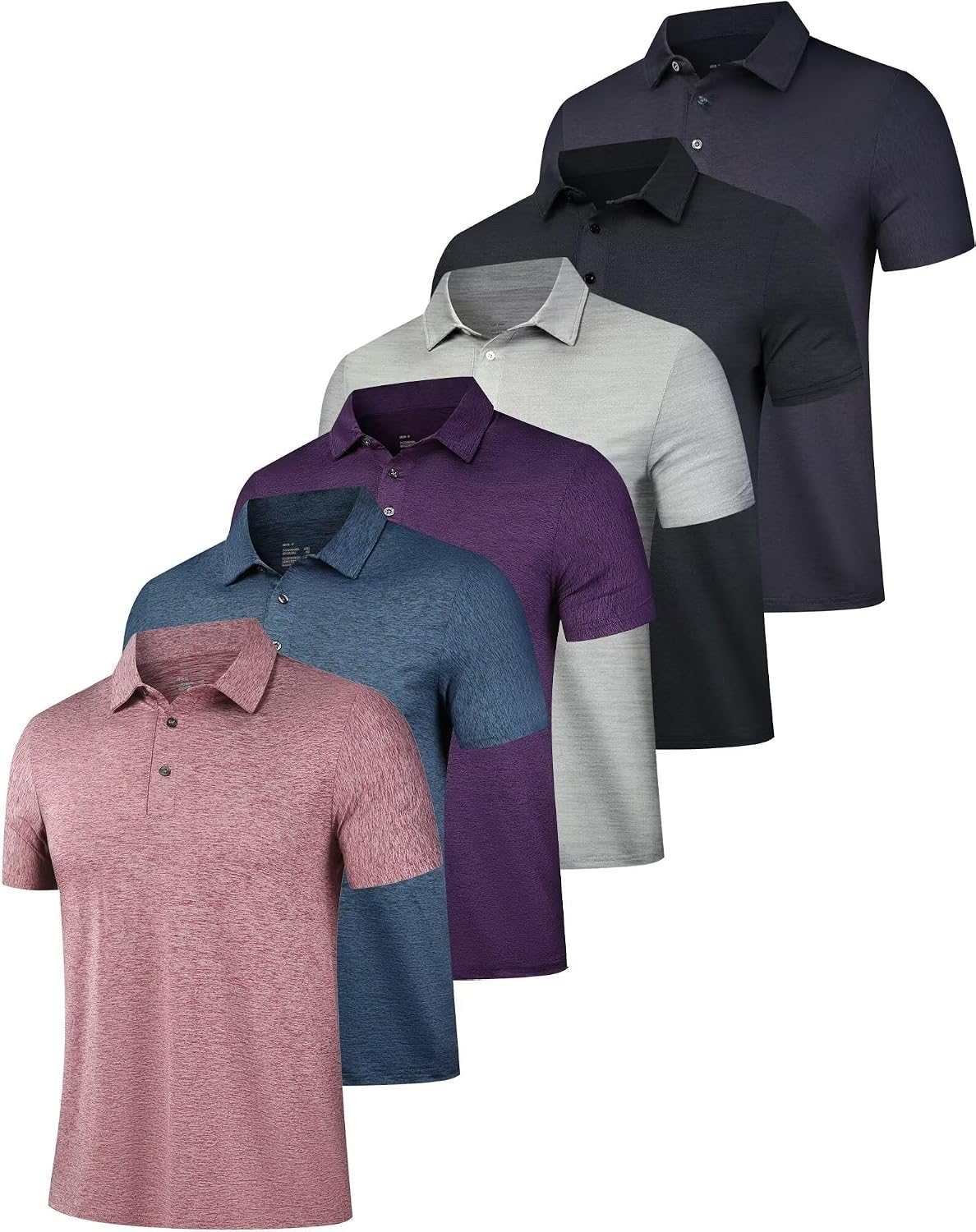 Men's Collared Short Sleeve Performance Polo Shirt, 6-Pack