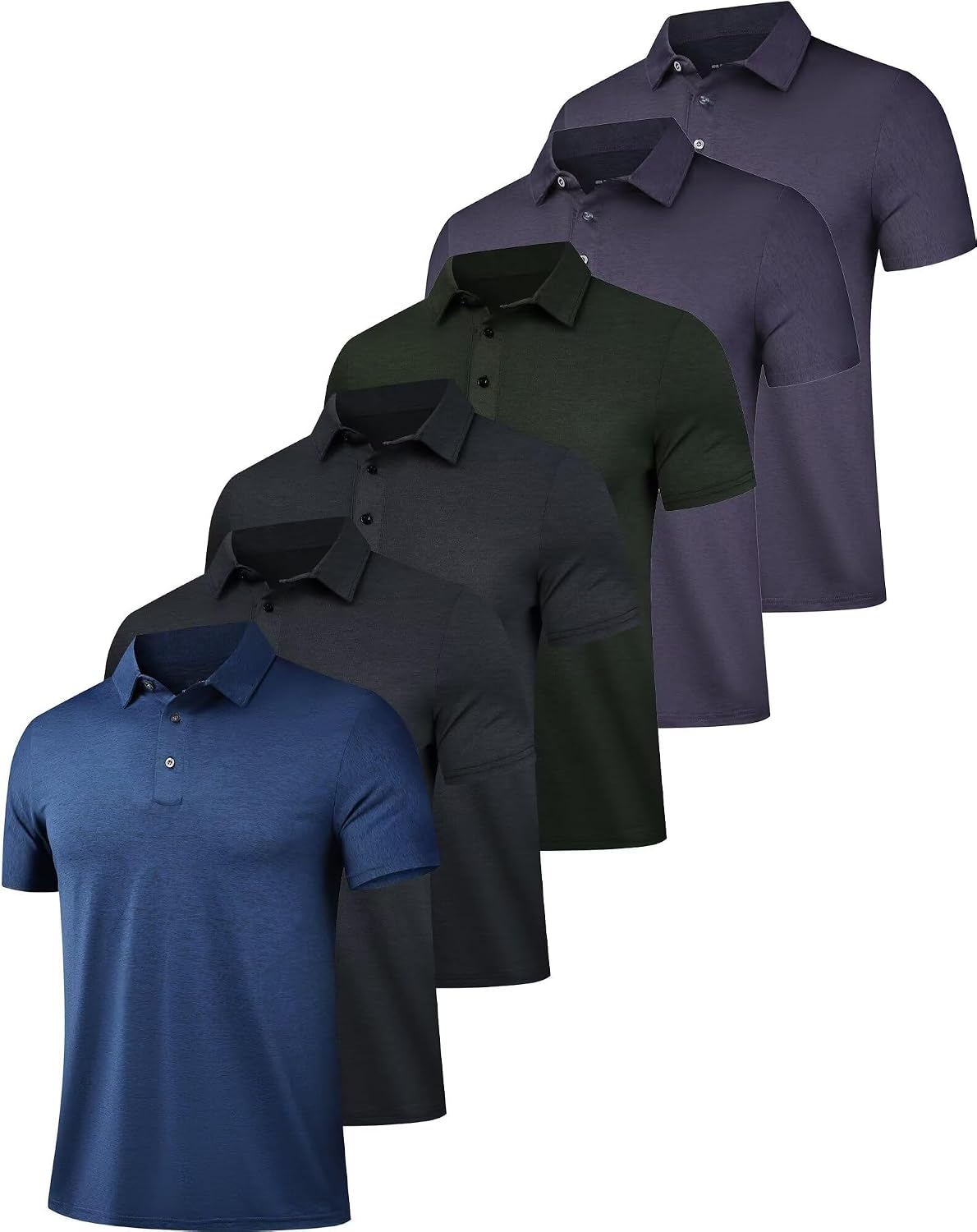 Men's Collared Short Sleeve Performance Polo Shirt, 6-Pack - Image 12