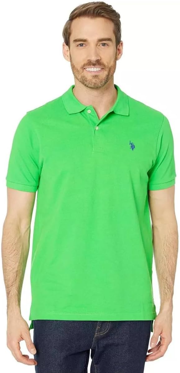 Men's Classic Pique Polo Shirt with Two Buttons, Black - Image 94