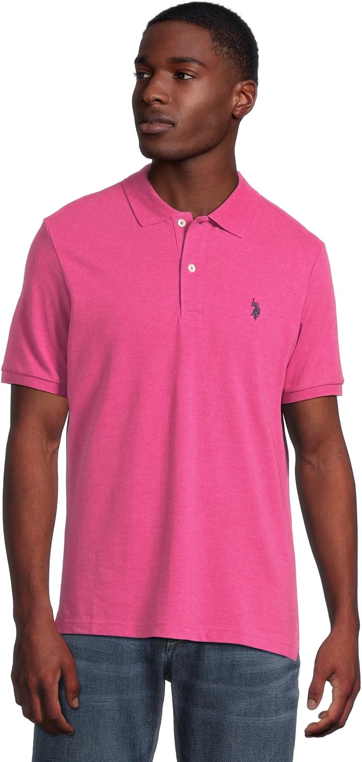 Men's Classic Pique Polo Shirt with Two Buttons, Black - Image 57