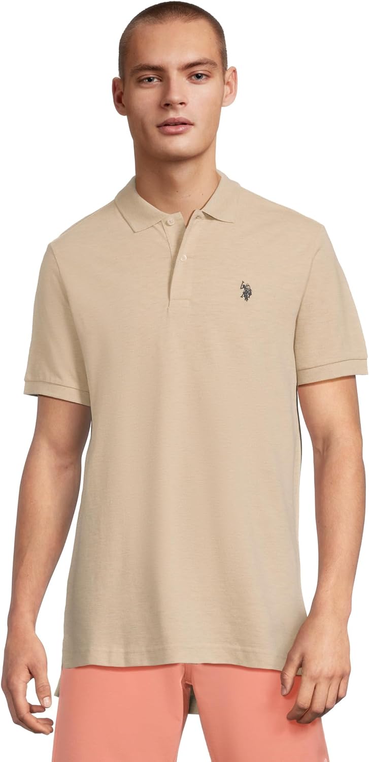 Men's Classic Pique Polo Shirt with Two Buttons, Black - Image 43