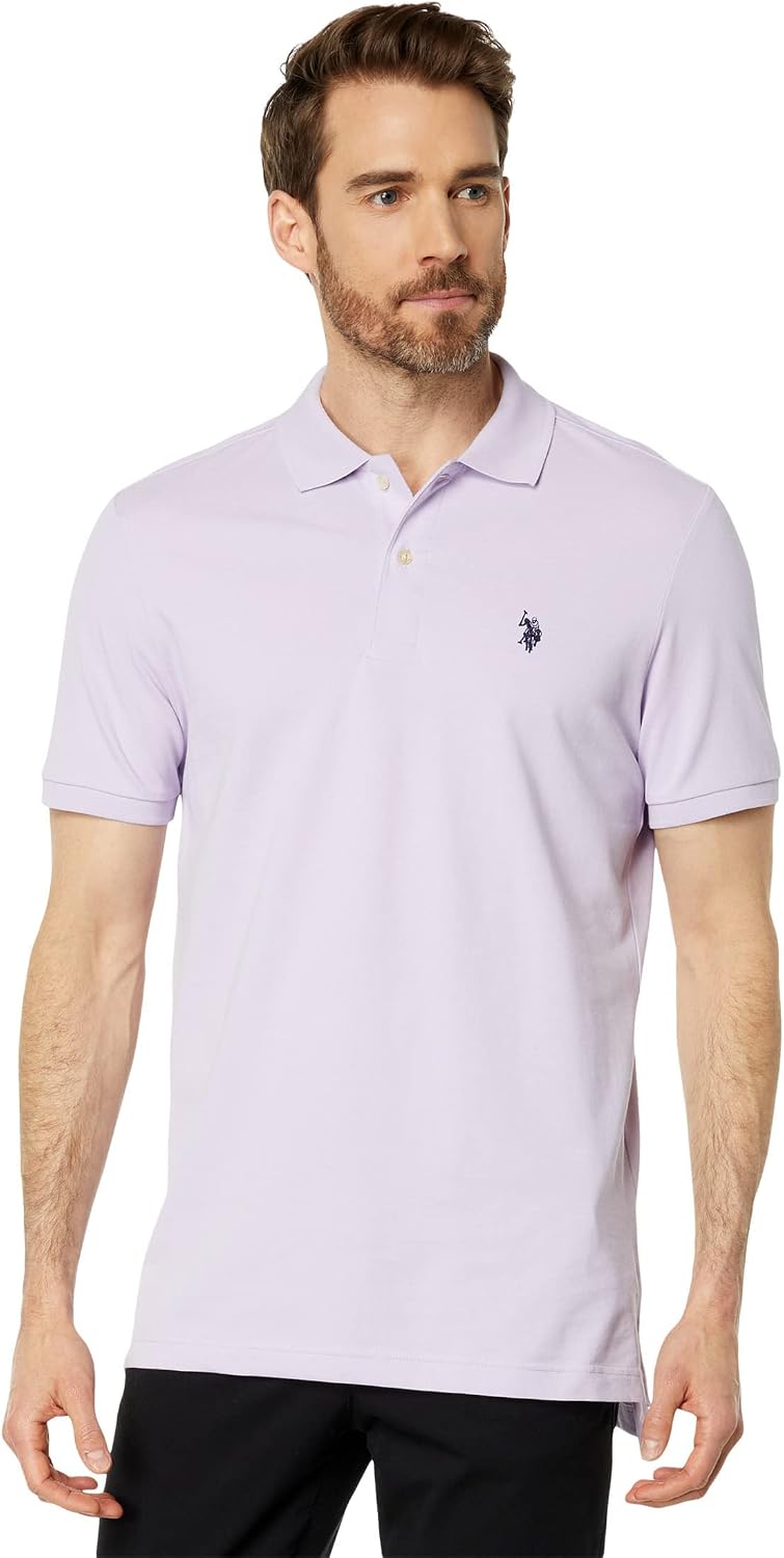 Men's Classic Pique Polo Shirt with Two Buttons, Black - Image 46