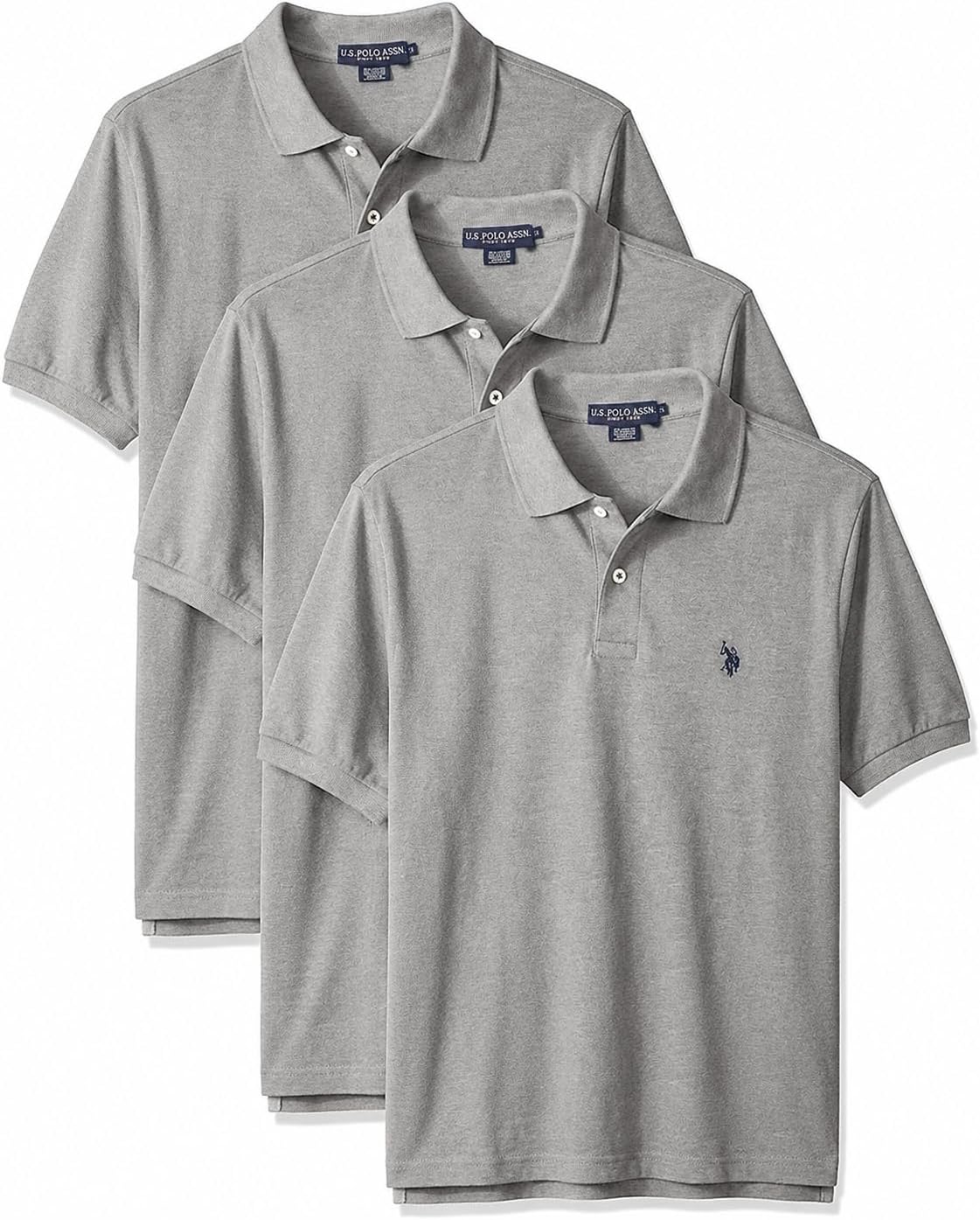 Men's Classic Pique Polo Shirt with Two Buttons, Black - Image 8