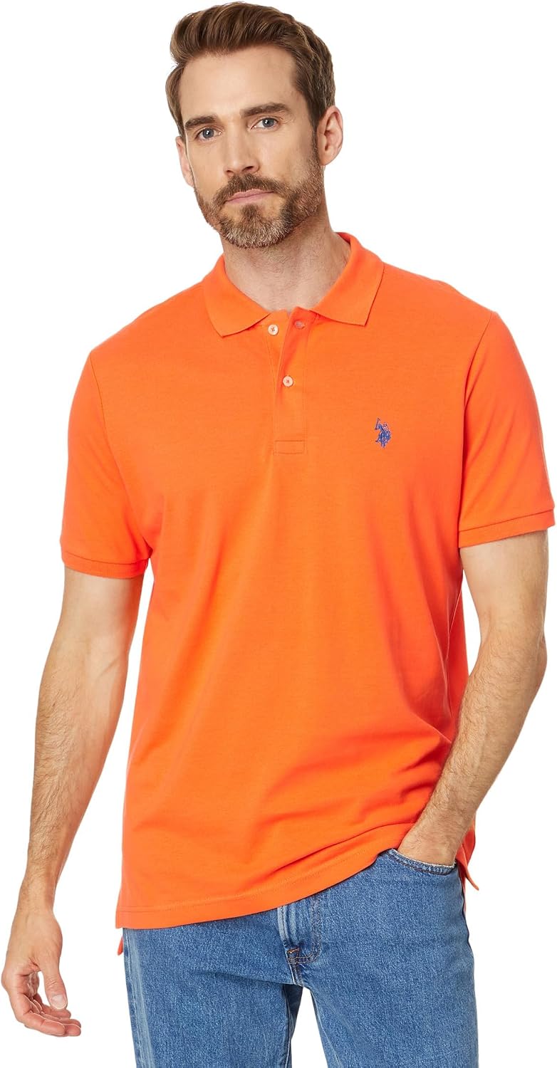 Men's Classic Pique Polo Shirt with Two Buttons, Black - Image 33