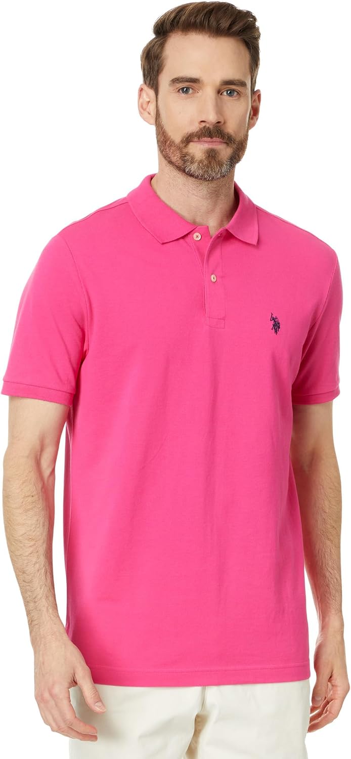 Men's Classic Pique Polo Shirt with Two Buttons, Black - Image 36