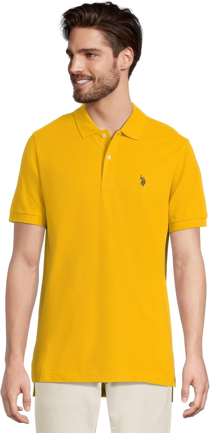 Men's Classic Pique Polo Shirt with Two Buttons, Black - Image 24