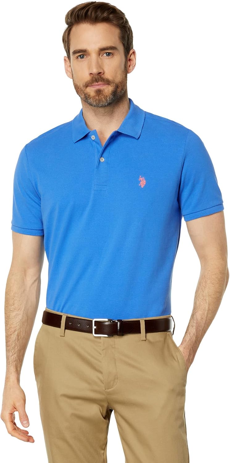 Men's Classic Pique Polo Shirt with Two Buttons, Black - Image 32