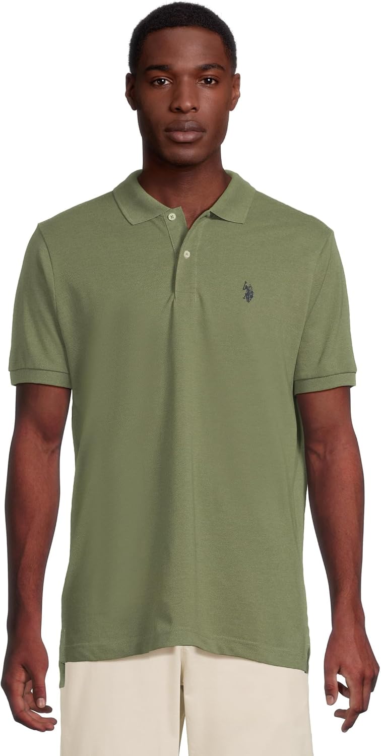 Men's Classic Pique Polo Shirt with Two Buttons, Black - Image 9