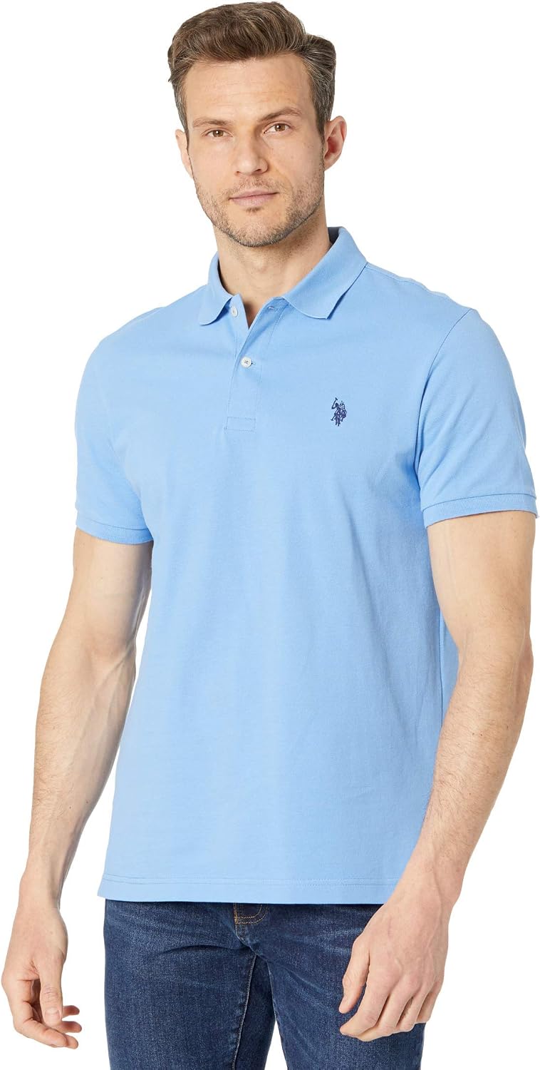 Men's Classic Pique Polo Shirt with Two Buttons, Black - Image 50