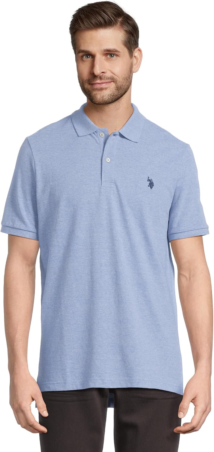 Men's Classic Pique Polo Shirt with Two Buttons, Black - Image 58