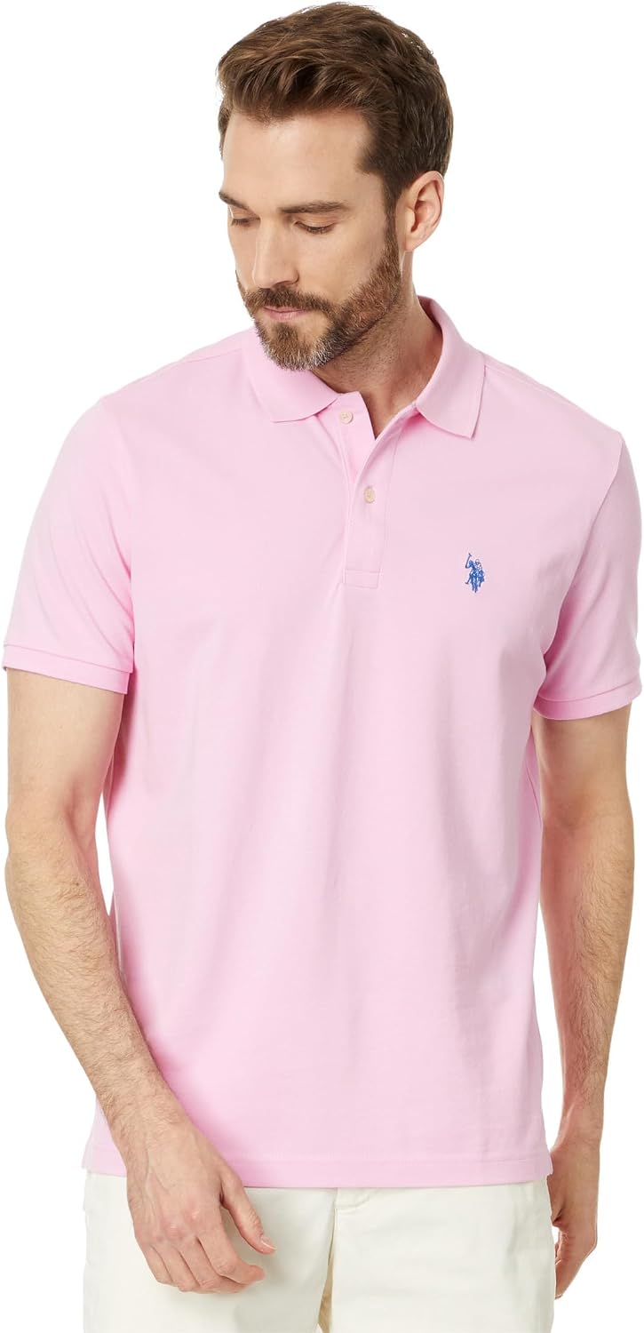 Men's Classic Pique Polo Shirt with Two Buttons, Black - Image 22