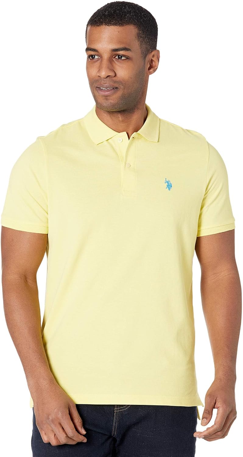 Men's Classic Pique Polo Shirt with Two Buttons, Black - Image 39