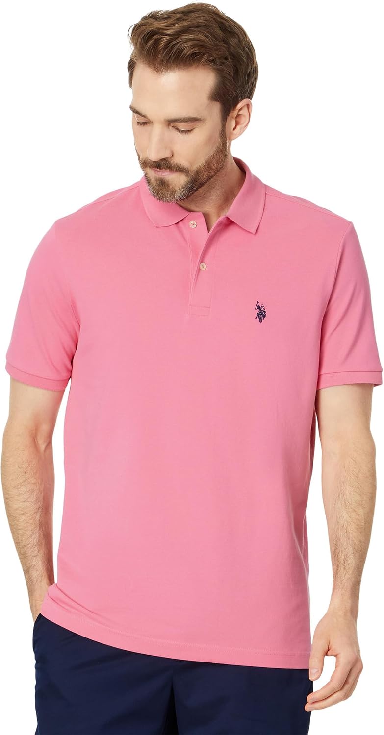 Men's Classic Pique Polo Shirt with Two Buttons, Black - Image 85
