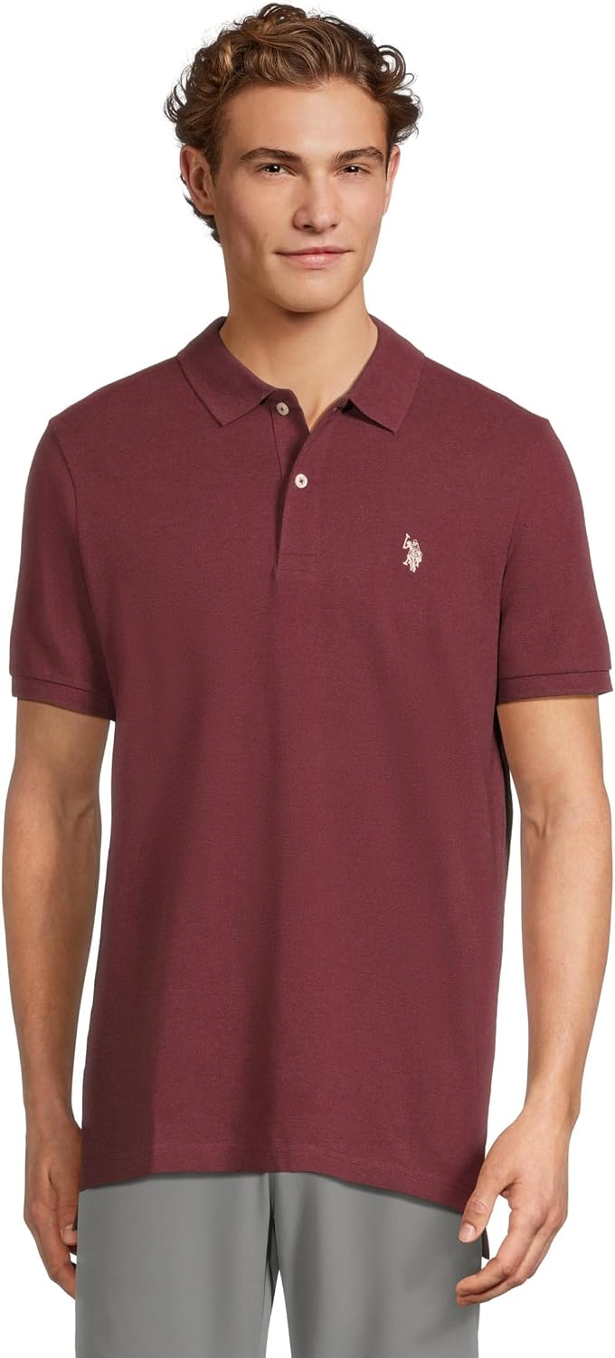 Men's Classic Pique Polo Shirt with Two Buttons, Black - Image 78