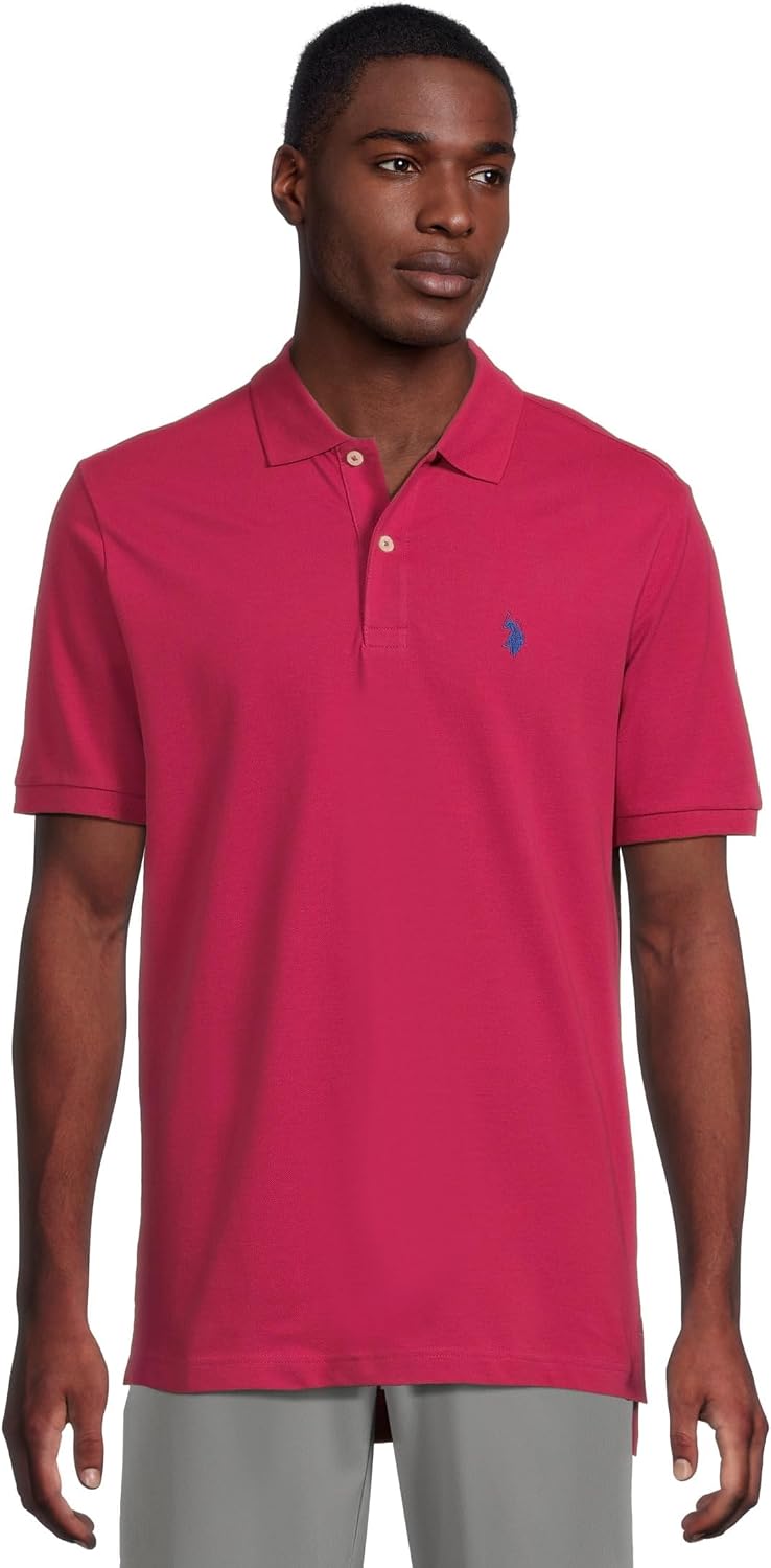Men's Classic Pique Polo Shirt with Two Buttons, Black - Image 69